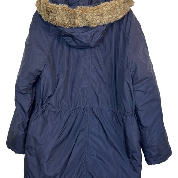 J. Crew Hooded Winter Coat Men's L Navy Blue Removeable Faux Fur Trim - Picture 6 of 14